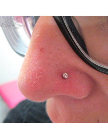 Cabochon en titane orné d'un zircon premium pour 1 ou 1.2 mm