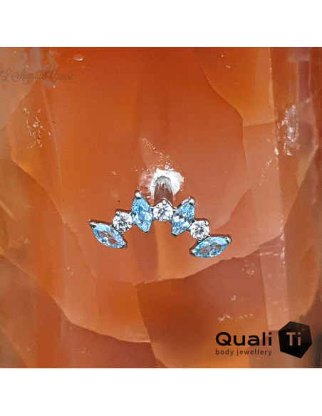 Cluster en titane et zircons premiums, Threadless - QualiTi