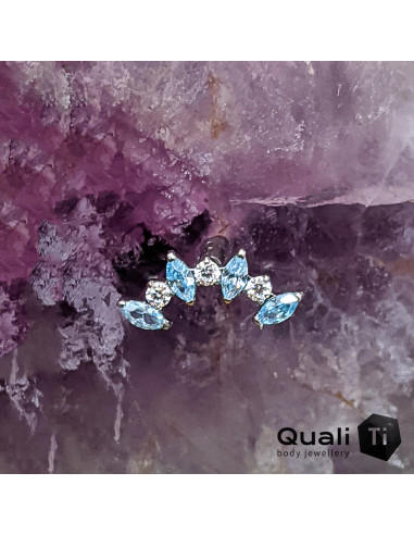 Cluster en titane et zircons premiums, Threadless - QualiTi