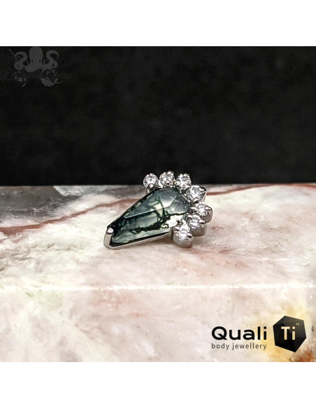 'Coronet' QualiTi en titane, pierre fine et zircons premiums- pour 1 ou 1.2 mm