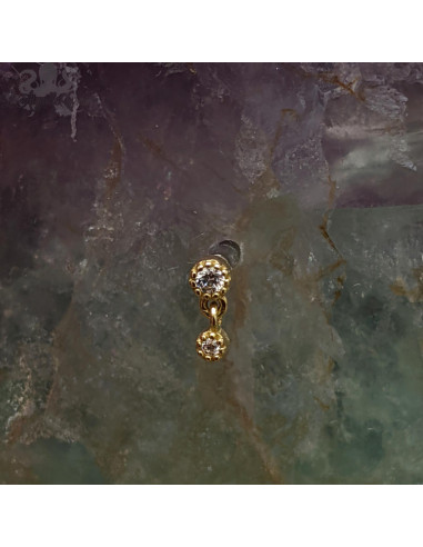 Accessoire en or jaune 18 carats et ses zircons Threadless