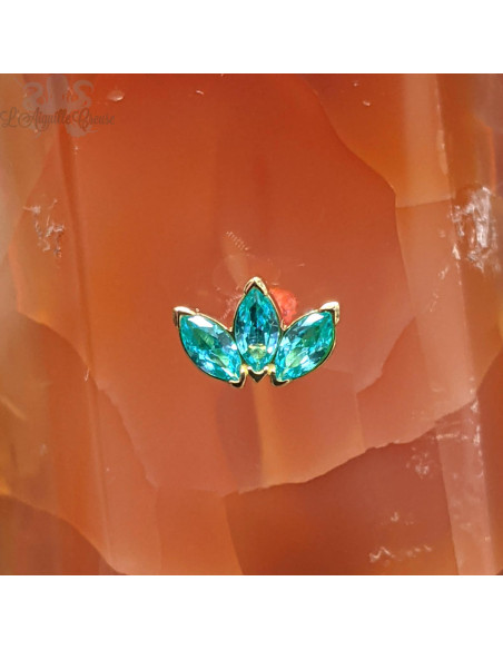 Marquise 3 pétales en or jaune 18 carats et pierre fine Threadless