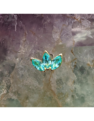 Marquise 3 pétales en or jaune 18 carats et pierre fine Threadless