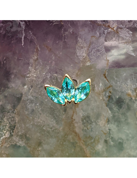 Marquise 3 pétales en or jaune 18 carats et pierre fine Threadless