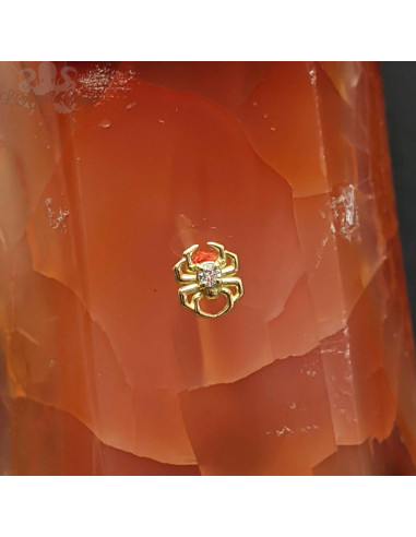 Araignée en or jaune 18 carats et zircon Threadless