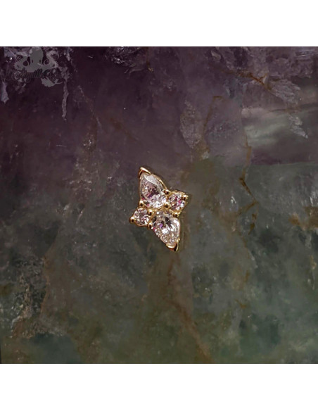 Accessoire en or jaune 18 carats et zircons Threadless