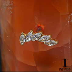 Cluster Invictus en titane pvd or 24 carats et zircons- threadless