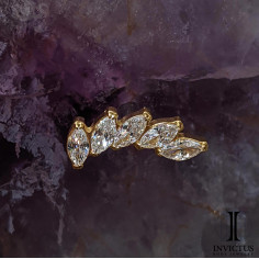 Cluster Invictus en titane pvd or 24 carats et zircons- threadless 2