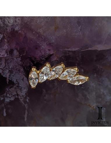 Cluster Invictus en titane pvd or 24 carats et zircons- threadless