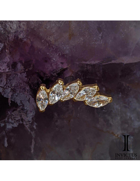 Cluster Invictus en titane pvd or 24 carats et zircons- threadless