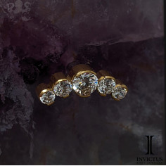 Cluster Invictus en titane pvd or 24 carats et zircons- threadless