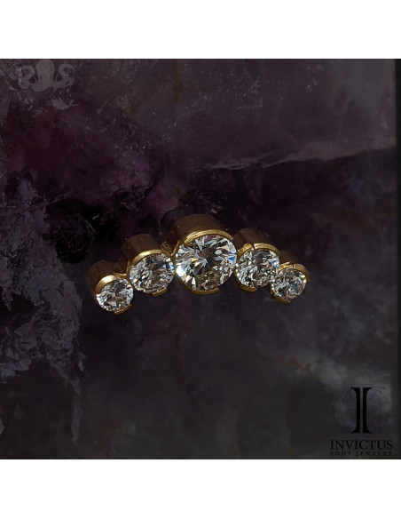 Cluster Invictus en titane pvd or 24 carats et zircons- threadless