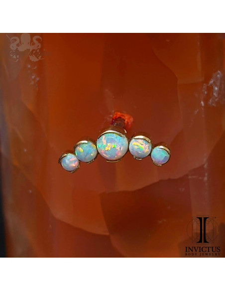 Cluster Invictus en titane pvd or 24 carats et opales synthétiques- threadless