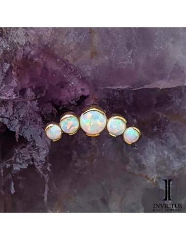 Cluster Invictus en titane pvd or 24 carats et opales synthétiques- threadless