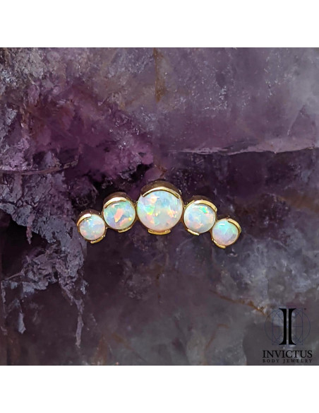 Cluster Invictus en titane pvd or 24 carats et opales synthétiques- threadless