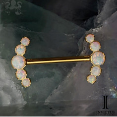 Bijou de téton Invictus en titane pvd gold et opales synthétiques - Threadless