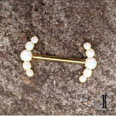 Bijou de téton Invictus en titane pvd gold et opales synthétiques - Threadless 2