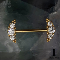 Bijou de téton Invictus en titane pvd gold et Zircons - Threadless