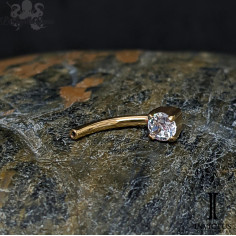 Micro banane threadless pvd gold ornée d'un zircon, en titane 2