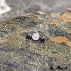 'Halloween' Cluster en titane orné d'onyx et de pierre de lune Threadless - Neometal 2