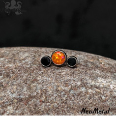 'Halloween' Cluster en titane orné d'onyx et d'opale synthétique oranges Threadless - Neometal