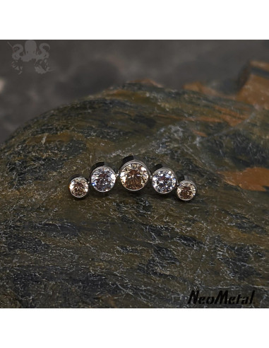 'Glimmer and Glow' Cluster en titane orné de zircons Threadless - Neometal