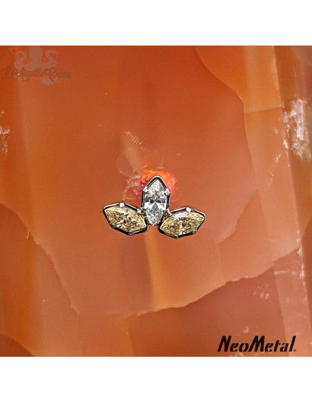 'Holliday' triple marquise bicolor en titane ornée de Zircons, Threadless - Neometal
