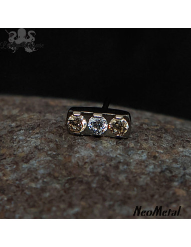 'Glimmer and Glow' Barre de 3 zircons Threadless - Neometal