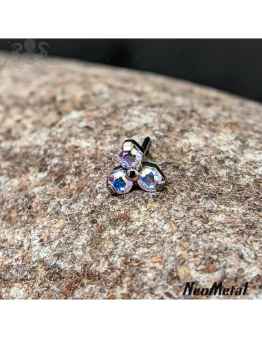 Trinity en titane orné de Zircons cubiques, Threadless - Neometal