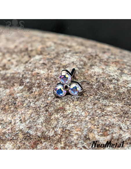 Trinity en titane orné de Zircons cubiques, Threadless - Neometal