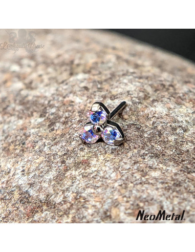 Trinity en titane orné de Zircons cubiques, Threadless - Neometal