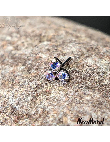 Trinity en titane orné de Zircons cubiques, Threadless - Neometal