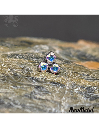 Trinity en titane orné de Zircons cubiques, Threadless - Neometal