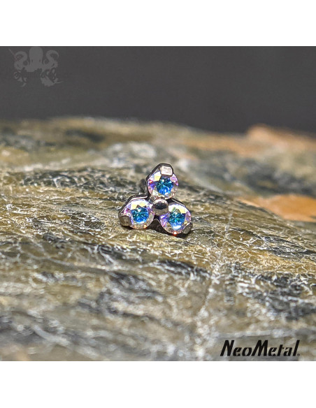 Trinity en titane orné de Zircons cubiques, Threadless - Neometal