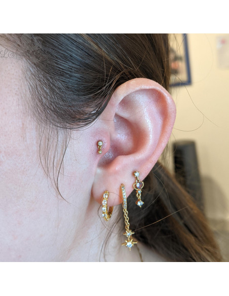 Accessoire en or jaune 18 carats et ses zircons Threadless