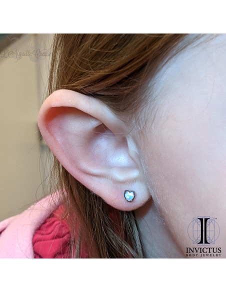 Coeur Invictus en titane et opale synthétique - pour 1.2 mm