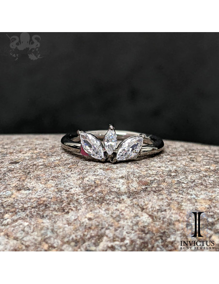 Anneau segmenté en titane Invictus, zircons premiums, ouverture facile