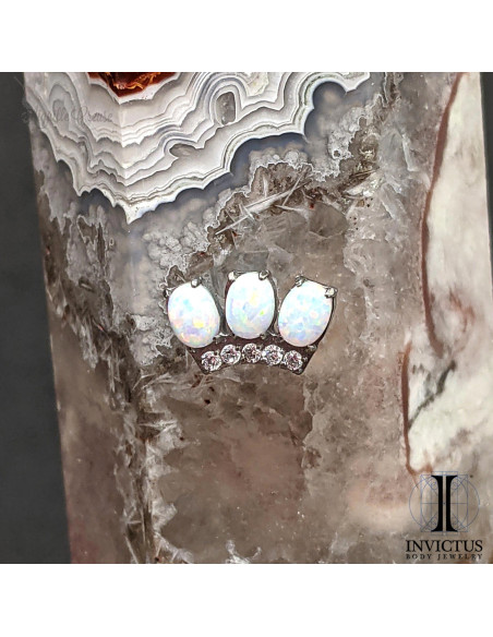 Cluster d'opales synthétiques et de zircons Invictus en titane - pour 1.2 mm