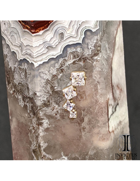 Cluster Invictus en titane pvd gold et zircons premiums - pour 1.2 mm