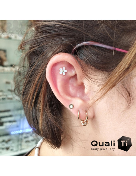 Anémone QualiTi en titane & opales synthétiques - pour 1 ou 1.2 mm