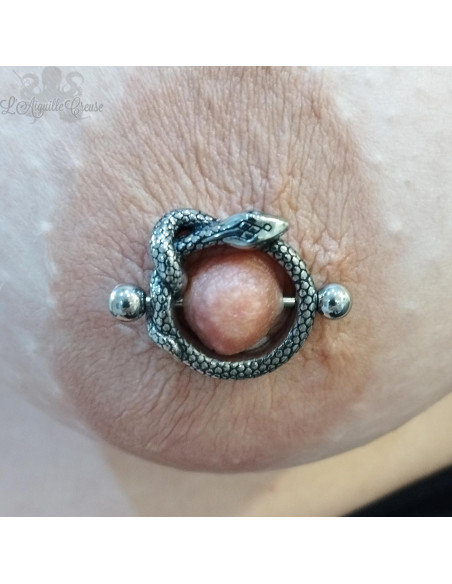 Bijou de téton Serpent en fonte d'acier