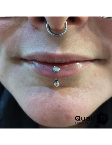 Cabochon de Quartz rose QualiTi en titane - pour 1 ou 1.2 mm