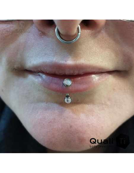 Cabochon de Quartz rose QualiTi en titane - pour 1 ou 1.2 mm