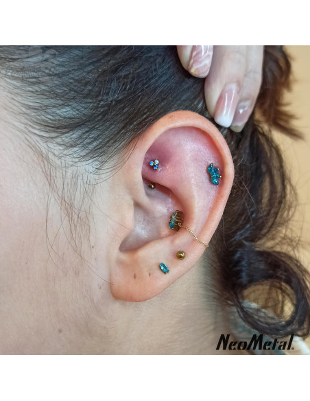 'Ombre' Trinity en titane orné de Zircons cubiques, Threadless - Neometal