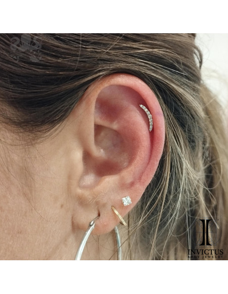 Barre curve en or 14 carats et zircons premium Threadless - Invictus