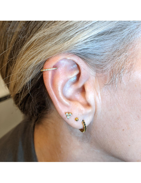 Anneau segmenté pvd or 24 carats orné de zircons premiums, ouverture facile