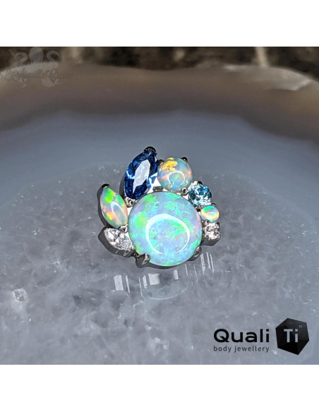 Cluster QualiTi en titane opales synthétiques & zircons - pour 1 ou 1.2 mm