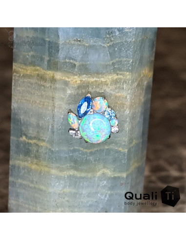 Cluster QualiTi en titane opales synthétiques & zircons - pour 1 ou 1.2 mm