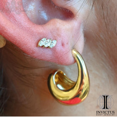 Cluster Invictus en titane pvd or 24 carats et zircons- threadless 2