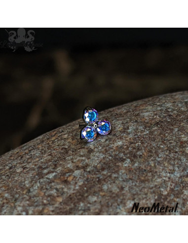 Trinity en titane orné de Zircons cubiques, Threadless - Neometal